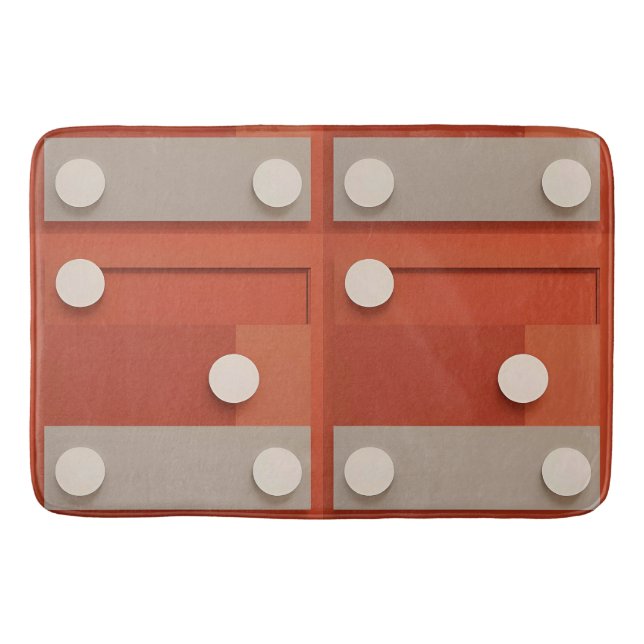 Red Abstract Design With Geometric Shapes Bath Mat (Front)