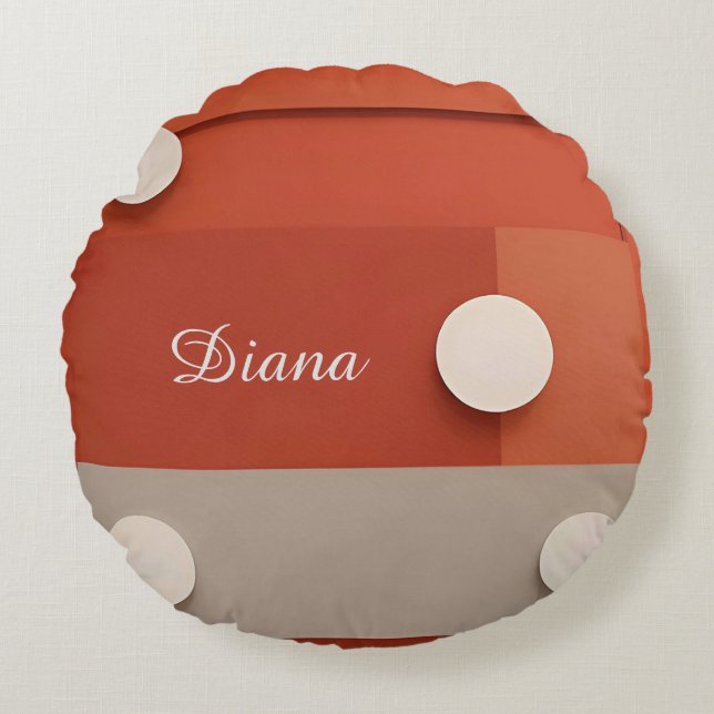 Red Abstract Design With Geometric Shapes Round Pillow (Front)