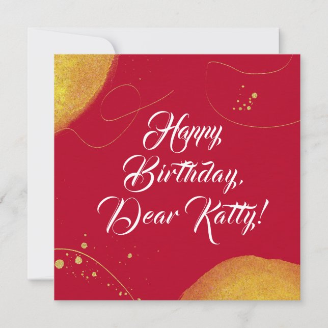 Red abstract elegant minimalist happy birthday (Front)