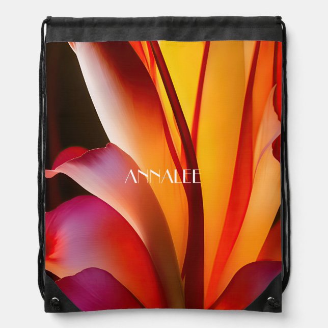 RED ABSTRACT FLORAL DRAWSTRING BAG (Front)