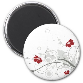 Red Abstract Floral Magnet by UTeezSF at Zazzle