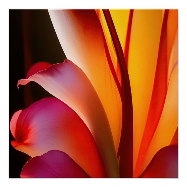 RED ABSTRACT FLORAL POSTER (Front)