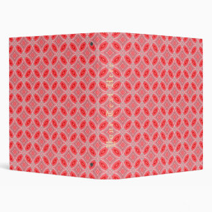 Red Abstract Flower Forms 3 Ring Binder