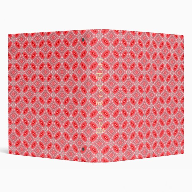 Red Abstract Flower Forms 3 Ring Binder (Background)