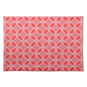 Red Abstract Flower Forms Pattern Cloth Placemat