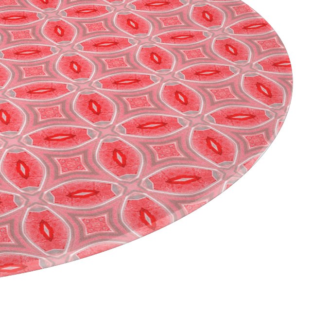 Red Abstract Flower Forms Pattern Cutting Board (Corner)