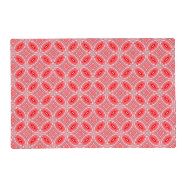 Red Abstract Flower Forms Pattern Placemat (Front)