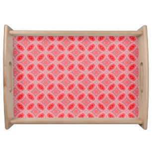 Red Abstract Flower Forms Pattern Serving Tray