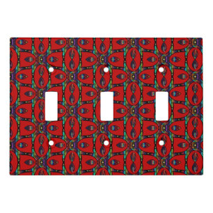 Red Abstract flowers floral Art Pattern Light Swi Light Switch Cover