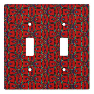 Red Abstract flowers floral Art Pattern Light Switch Cover