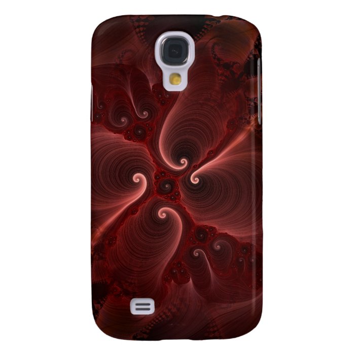 Red Abstract Fractal Swirl Space Flower Galaxy S4 Covers