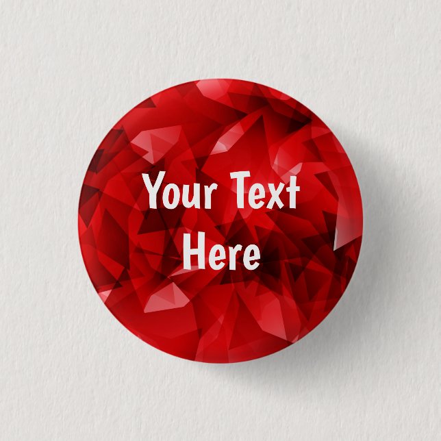 Red Abstract Geometric Crystal Background Button (Front)