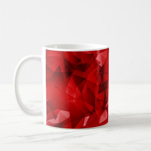 Red Abstract Geometric Crystal Background Coffee Mug (Left)