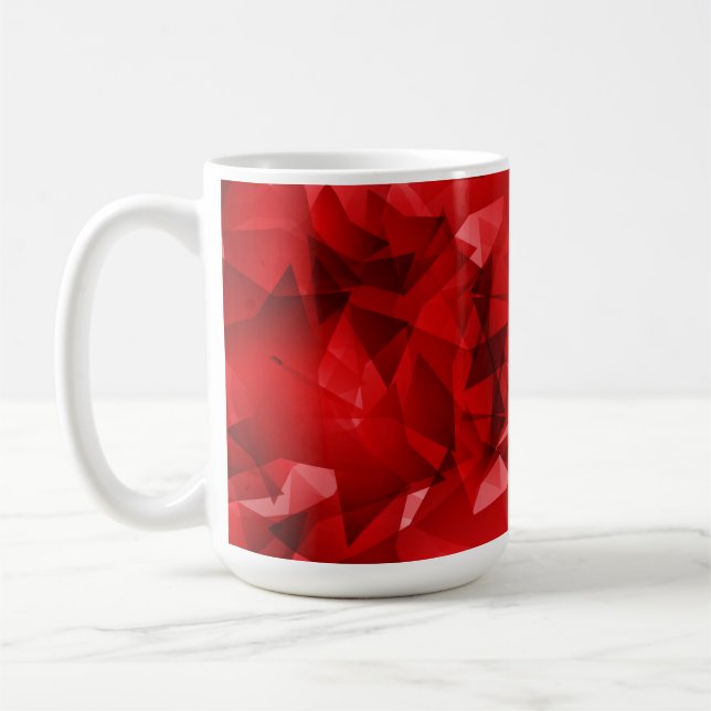 Red Abstract Geometric Crystal Background Coffee Mug (Left)