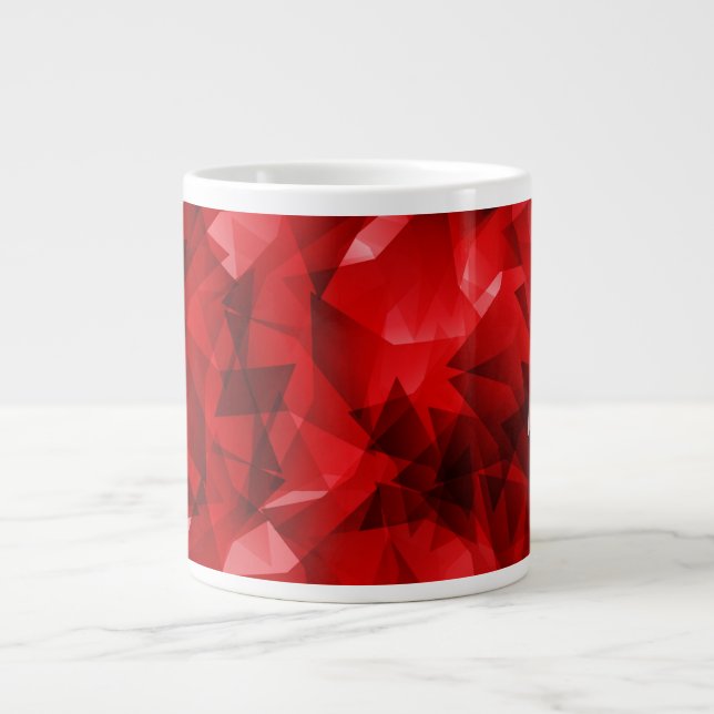 Red Abstract Geometric Crystal Background Giant Coffee Mug (Front)