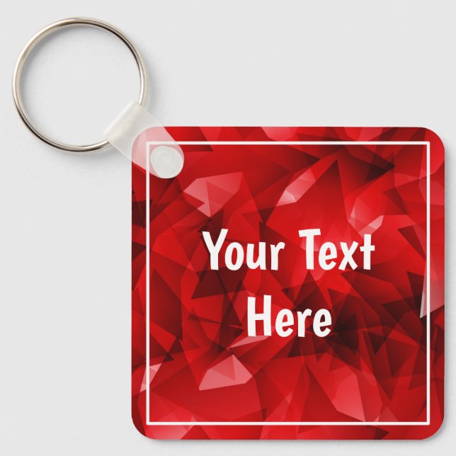Red Abstract Geometric Crystal Background Keychain (Front)