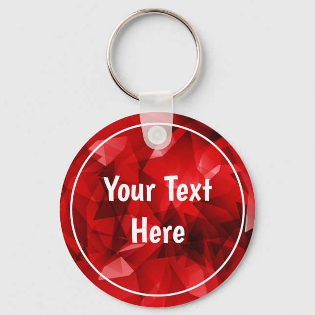 Red Abstract Geometric Crystal Background Keychain (Front)