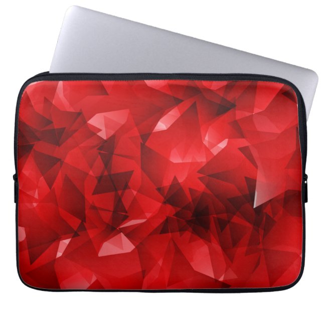 Red Abstract Geometric Crystal Background Laptop Sleeve (Front)