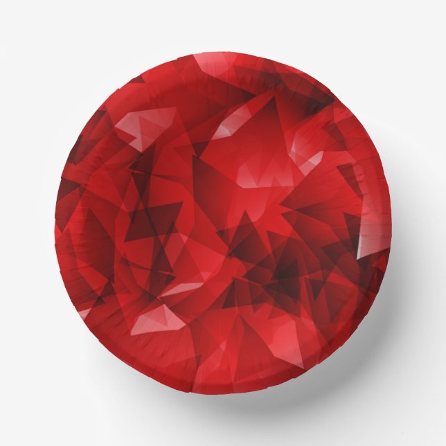 Red Abstract Geometric Crystal Background Paper Bowls (Front)