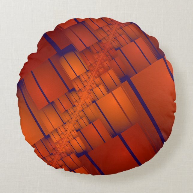Red abstract geometric decoration round pillow (Front)
