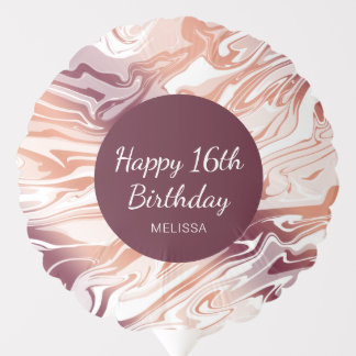 Red Abstract Liquid Marble Gradient 16th Birthday Balloon