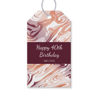 Red Abstract Liquid Marble Gradient Pattern Gift Tags