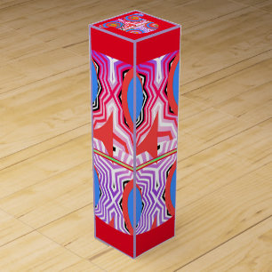 Red Abstract Mix Trim Wine Box