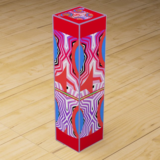 Red Abstract Mix Trim Wine Box (Front)