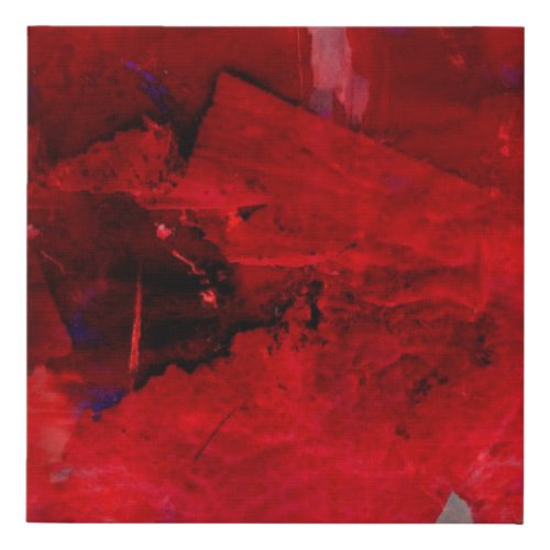 Red Abstract Modern Art Faux Canvas Print