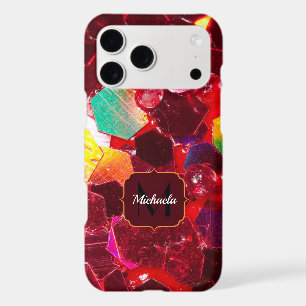 Red abstract mosaic shiny glitter pattern Monogram iPhone 17 Pro Max Case