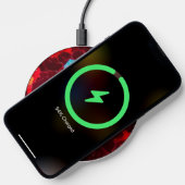 Red abstract mosaic shiny glitter pattern Monogram Wireless Charger (Phone)