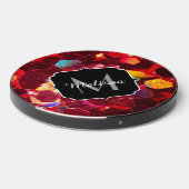 Red abstract mosaic shiny glitter pattern Monogram Wireless Charger (Front 2)