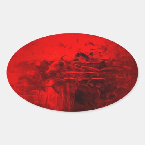 Red Abstract Oval Sticker