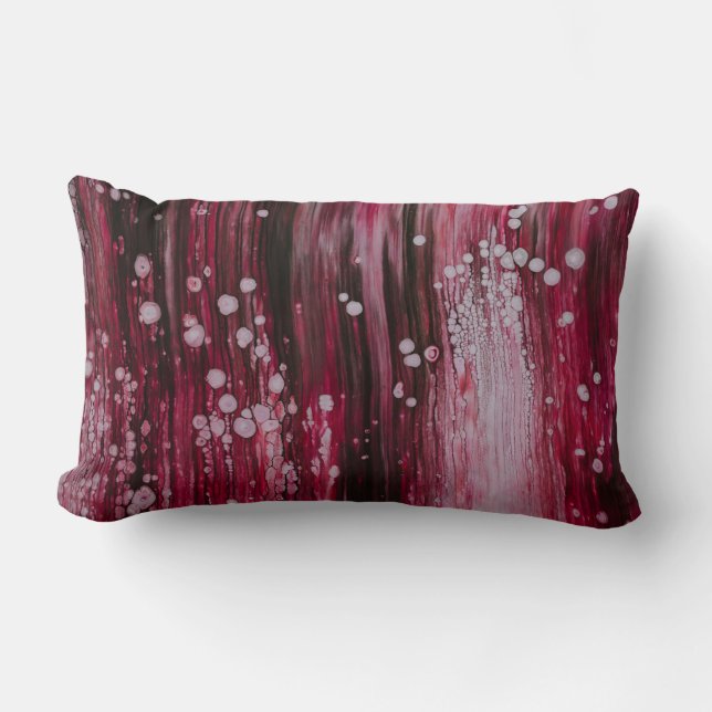 Red abstract painting lumbar pillow (Front)