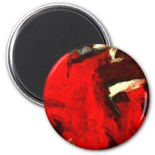 Red Abstract Painting Magnet