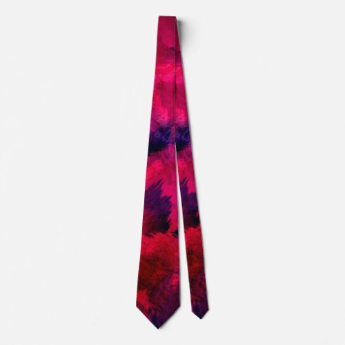 Red Abstract Painting Pattern Neck Tie