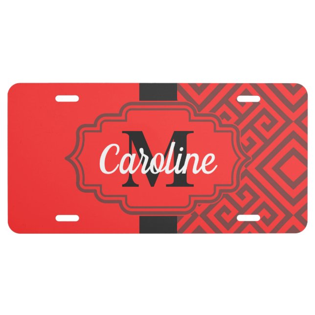 Red Abstract Pattern License Plate (Front)