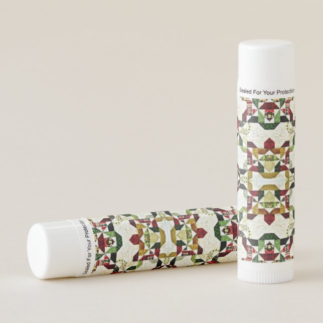red abstract pattern lip balm (Front)