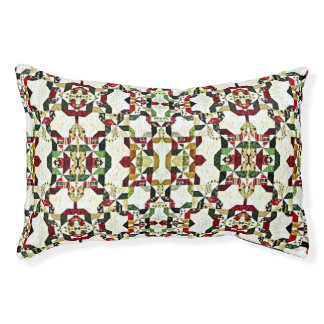 red abstract pattern pet bed