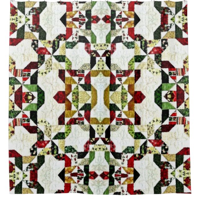 red abstract pattern shower curtain (Front)