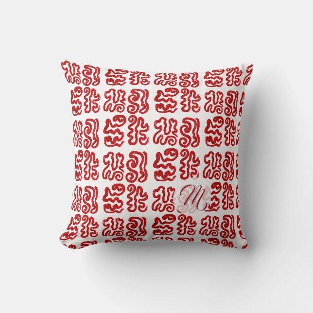 Red Abstract Pattern Tropical Decoration Throw Pillow (Front)