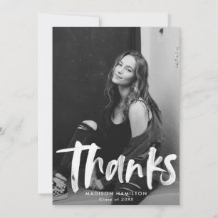 Red Abstract Photo Graduation Thank You