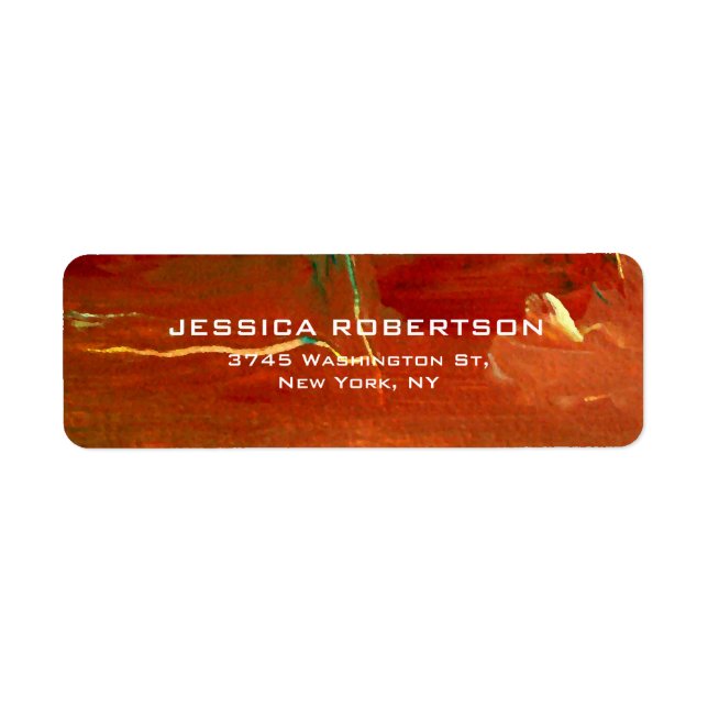 Red Abstract Plain Elegant Modern Trendy Label (Front)