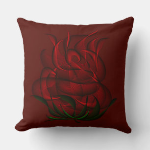 Red Abstract Red Rose Throw Pillow