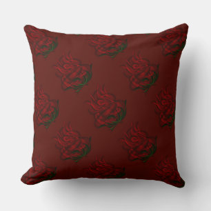 Red Abstract Red Roses Throw Pillow