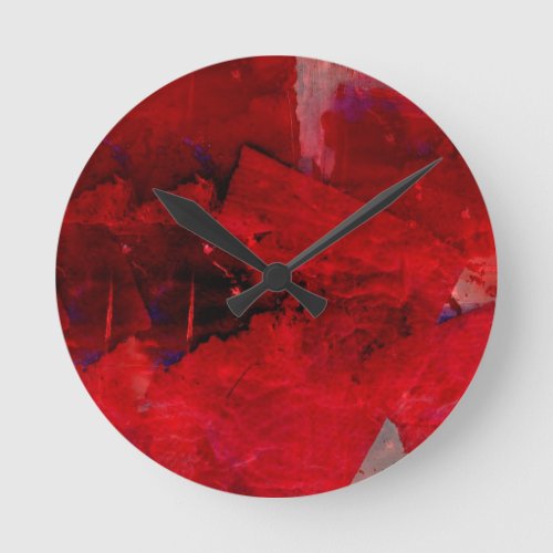 Red Abstract Round Clock