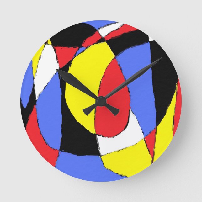 Red Abstract Round Clock (Front)