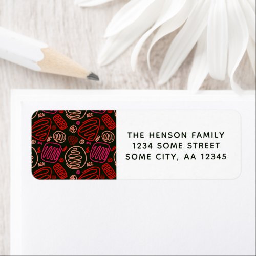 Red Abstract Shapes Christmas Return Address Label