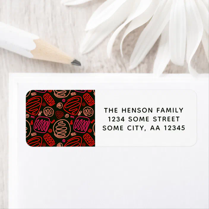 Red Abstract Shapes Christmas Return Address Label | Zazzle.com