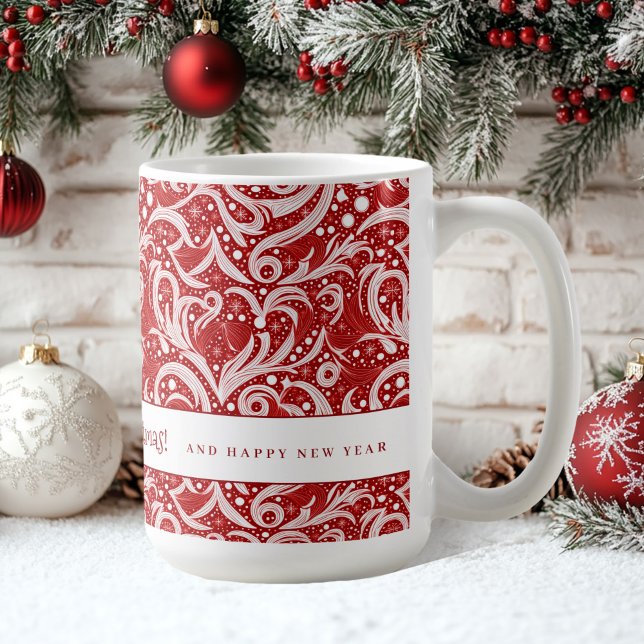 Red Abstract Snowflake Pattern#10 ID1009 Coffee Mug (Creator Uploaded)